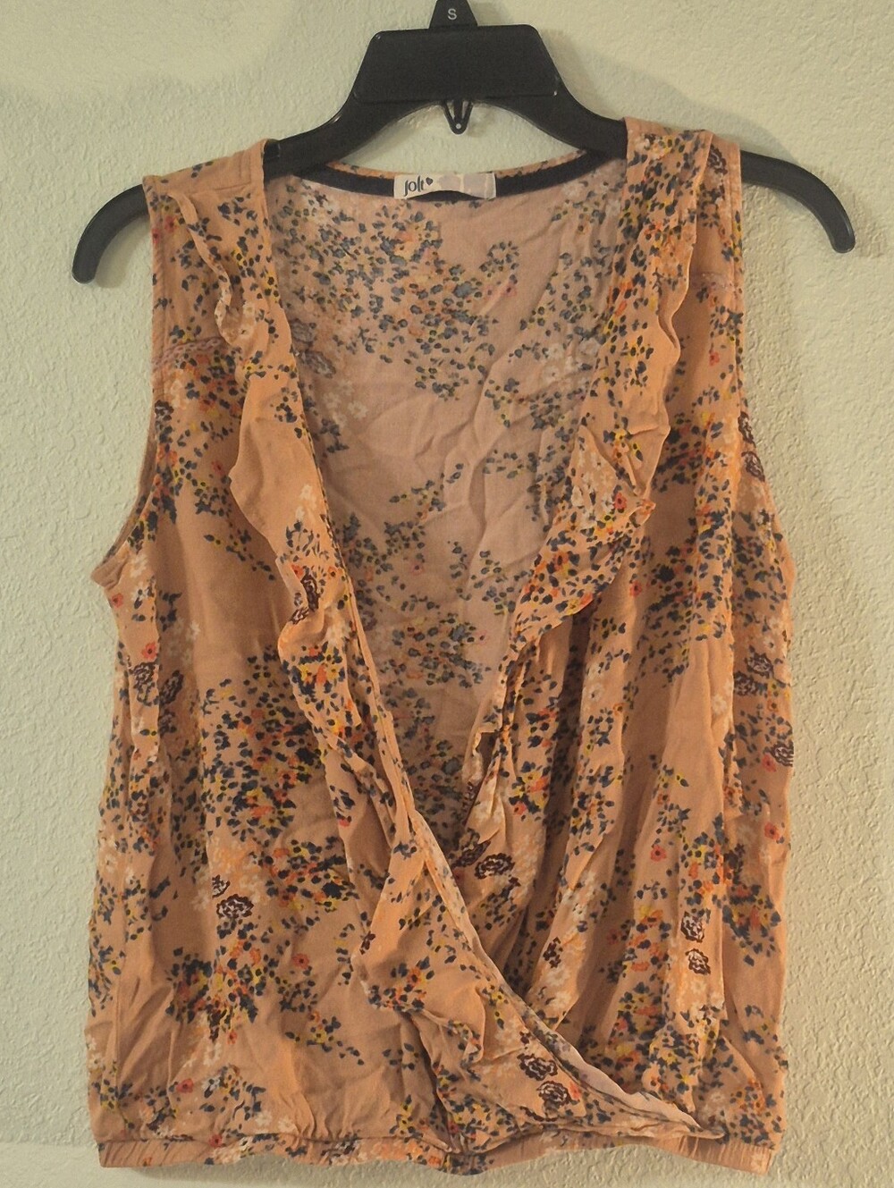 Jolt Peach Floral Ruffle Wrap Camisole